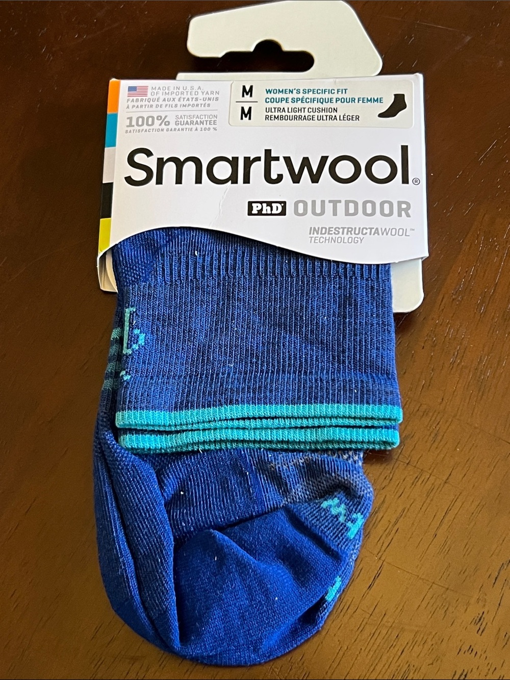 Smartwool Athletic Ankle Socks in Blue with Teal Stripe